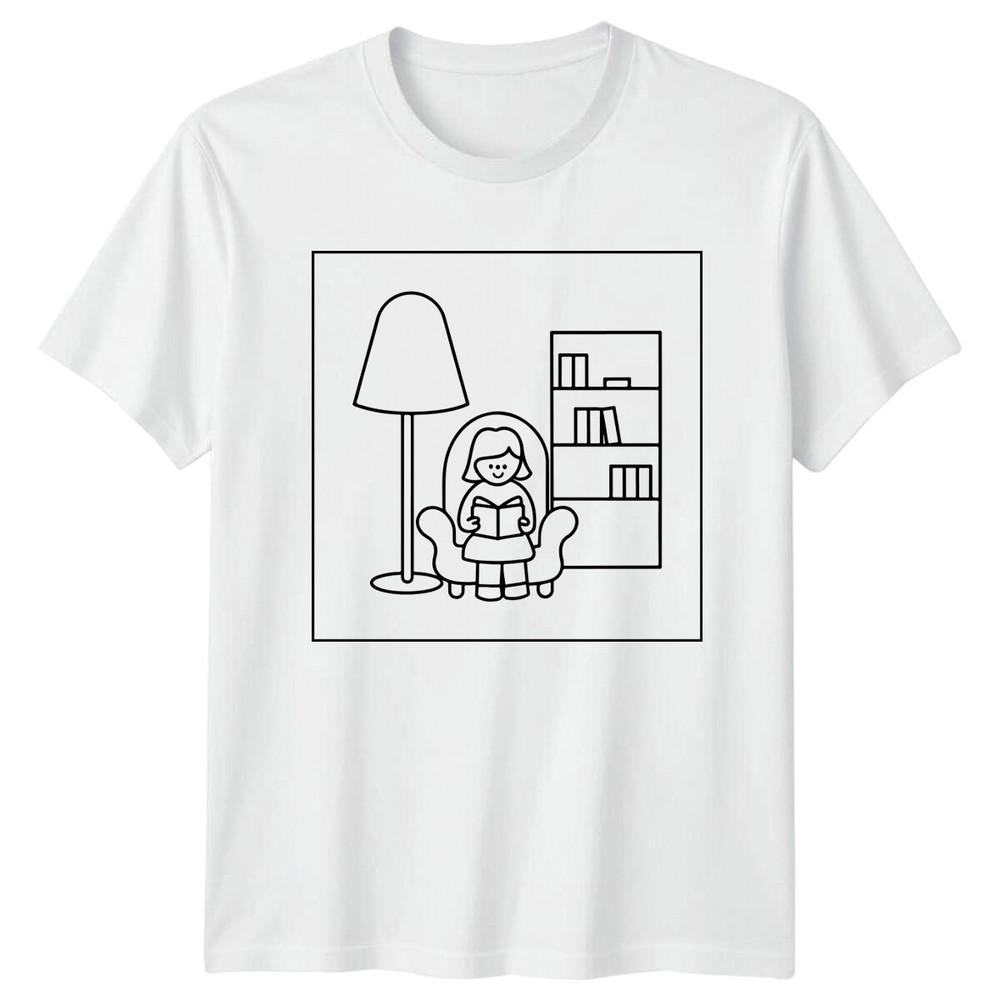 Reading Unisex with Lamp Hobby Unisexs TShirt Ladies Tee Graphic Unisex Top S