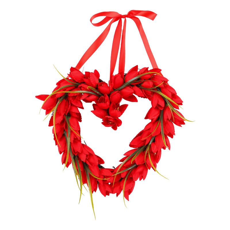 2024 Valentine'S Day Decorative Pendant Tulip Love Wreath Qixi Festival Decorative Proposal Scene Arrangement Props