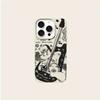 A Guitar Cat Patterned Lychee-Textured Phone Case, Suitable for iPhone 17, 16, 15, Plus, Pro, Max Series Phones — Can Be Used as a Gift