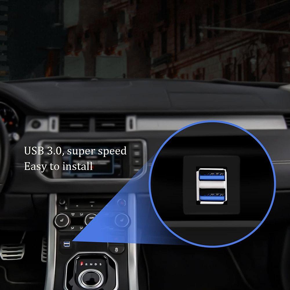 3ft Dual Ports Square USB 3.0 Car Dashboard Panel Flush Mount Extension Cable