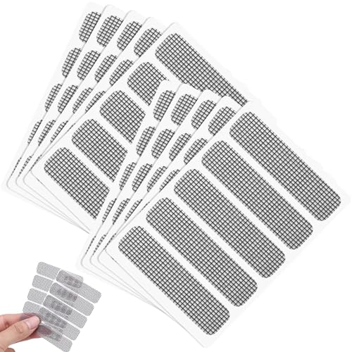 50-Piece Self-Adhesive Fiberglass Window Screen Repair Patches Waterproof Mesh Tape for Door Window RV Screen Holes Silver 6.2 X 9 Cm