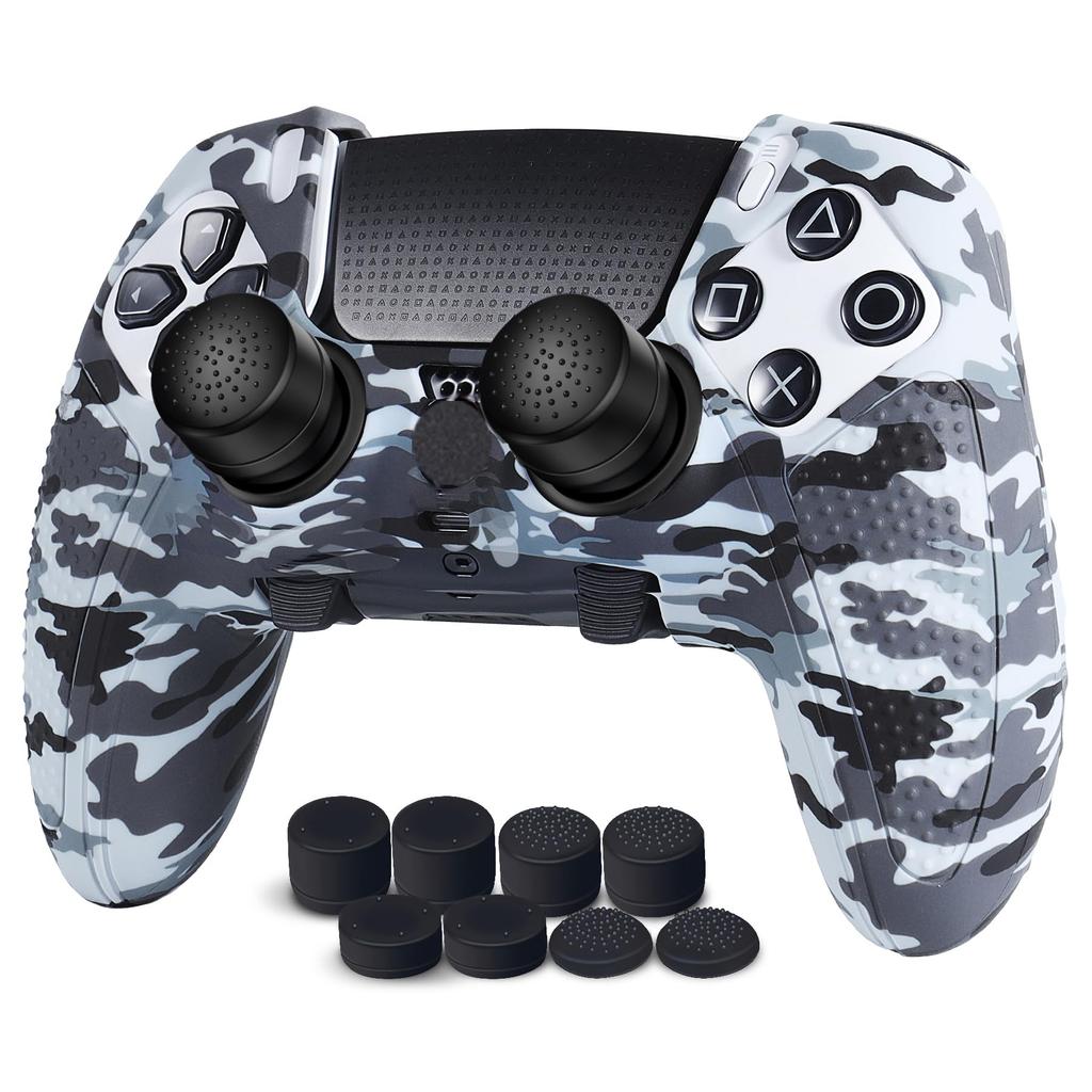 JYXETOV PS5 Edge Controller Ergonomic Silicone Free 8 Button Charges with Original Printing Pattern Cover, Protection, Caps, Charger, Non-Slip Design,