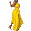 Solid Color One Shoulder Cutout Irregular High Waist Plus Size Sexy Long Dress For Women