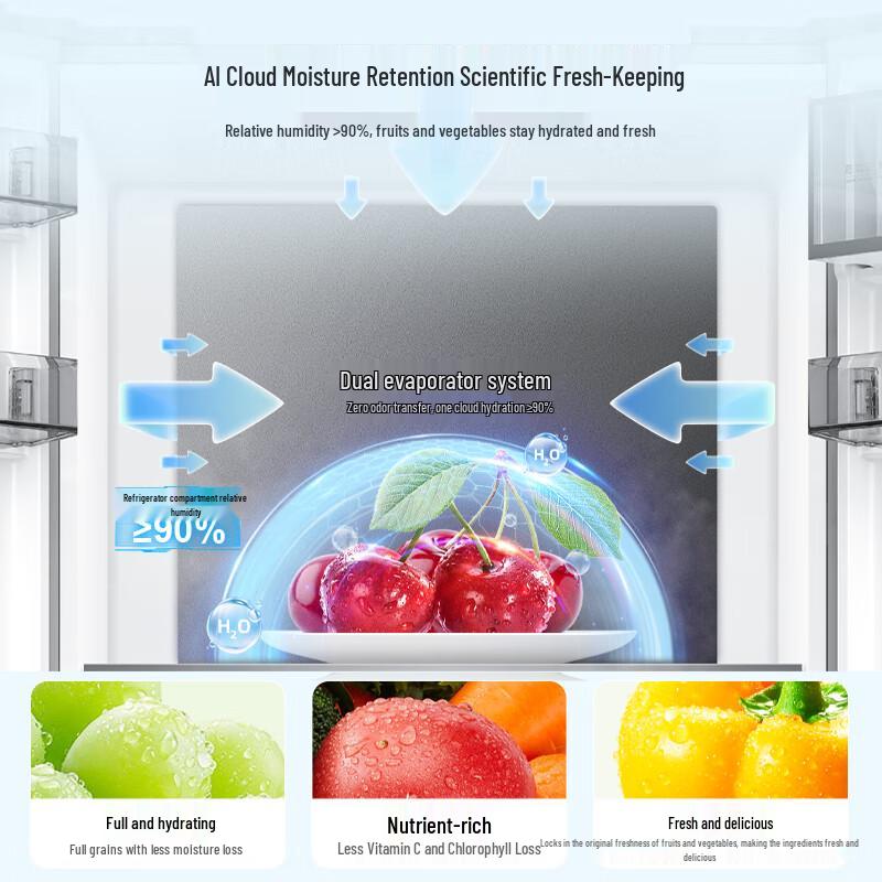 MeiLing 509L French 4-Door Ultra-Slim Refrigerator