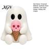 Summer Ghost Table Centerpiece Ice Cream Resin Figurine, Cute Spooky Desk Decor for Niche Home Halloween Home, Soft Ornament, Festive Gift Friends