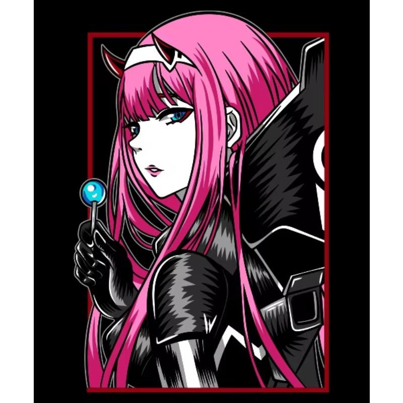 Summer Hot Selling Tshirt for Anime Zero Two Anime Mens Round Neck Short Sleeved Shirt