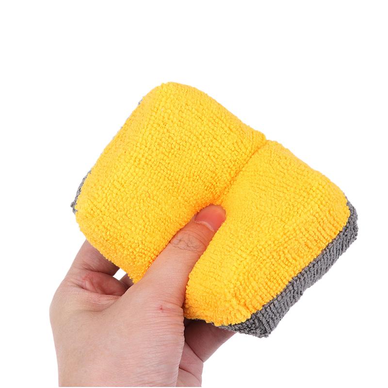 Microfiber Car Cleaning Pad Double Side Leather Scrubbing Sponge Soft Car Detailing Wash Sponge Car Interior Cleaning Tools
