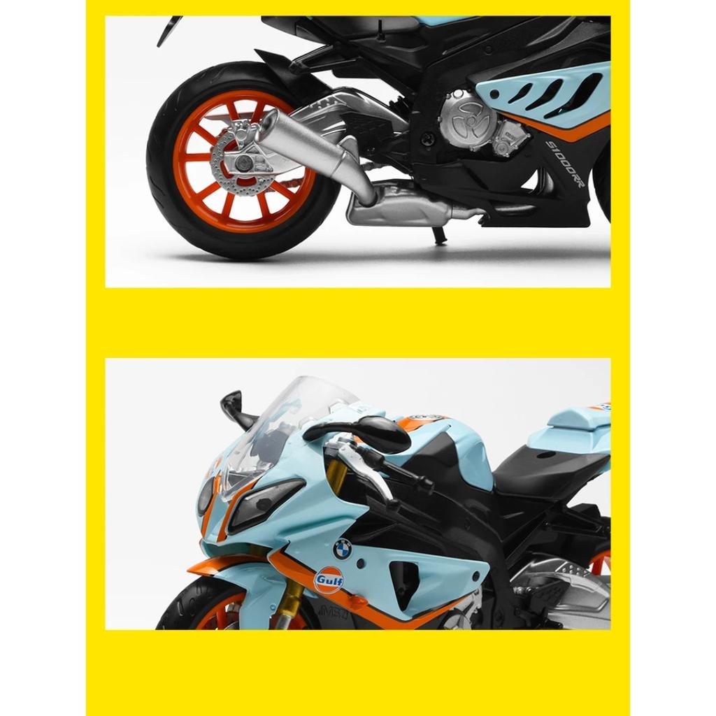 1/12 BMW S1000RR Gulf Oil Die Cast Motorcycle Model Toy Vehicle Collection Autobike Shork-Absorber Off Road Autocycle Toys Car