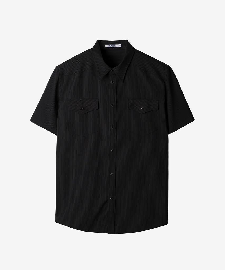 Beulleieo Verona Western Stripe Half Shirt [Black]
