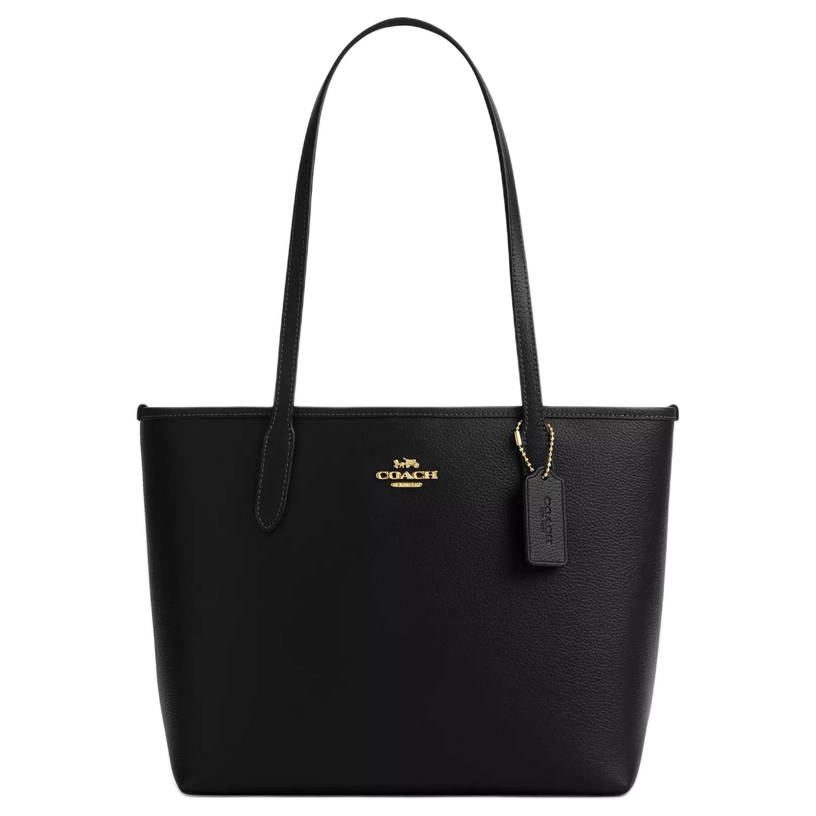 Coach City Logo Leather Shoulder Bag Medium Women shoulder bag Black CDX83-IMBLK Basic Set (Bag+Dust Bag)