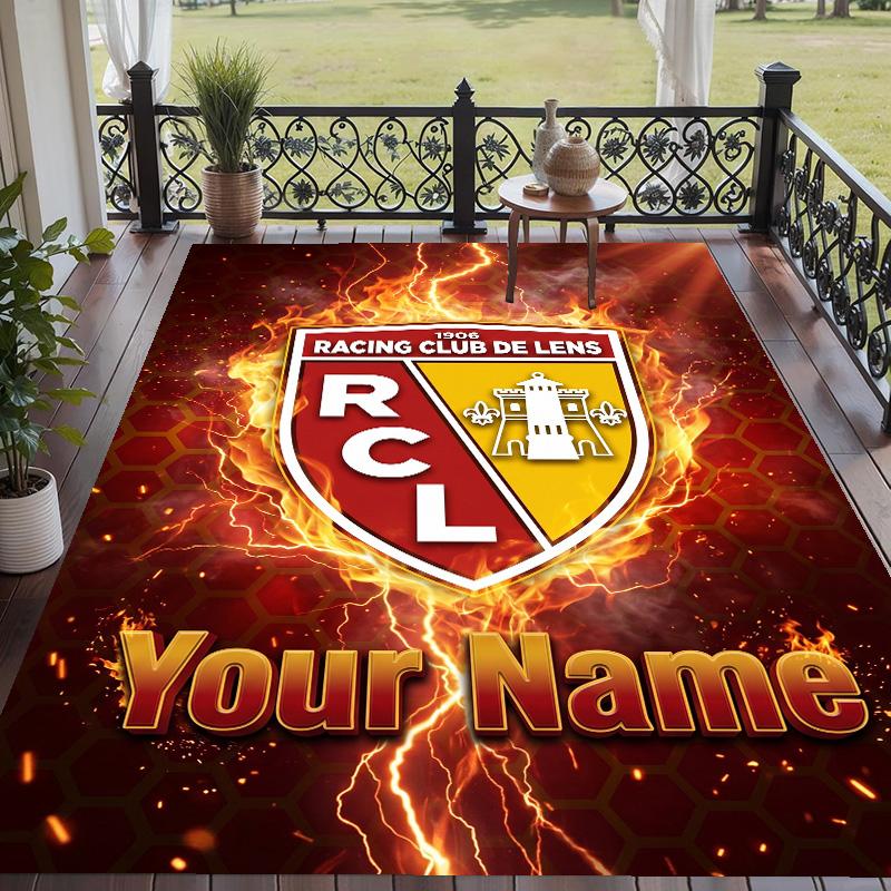 Custom Text Printed Rug Racing Club De Lens Non Slip Floor Carpet For Home Room Decor