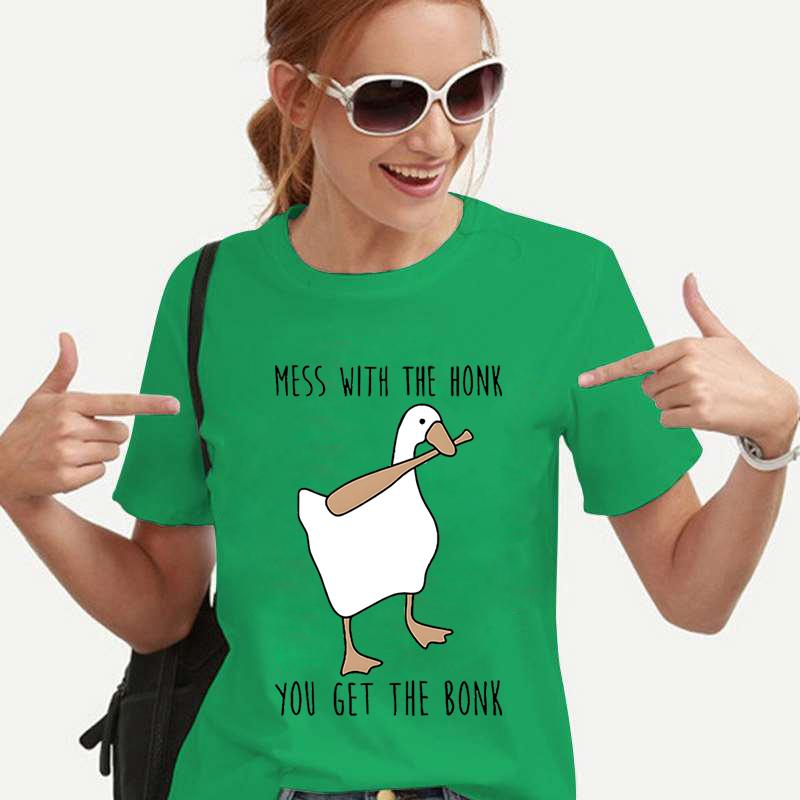 Funny Peace Baseball Duck Print Femei Tricou Harajuku Streetwear Mânecă scurtă Animal Gâscă Moda Casual Haine Tricou de vară
