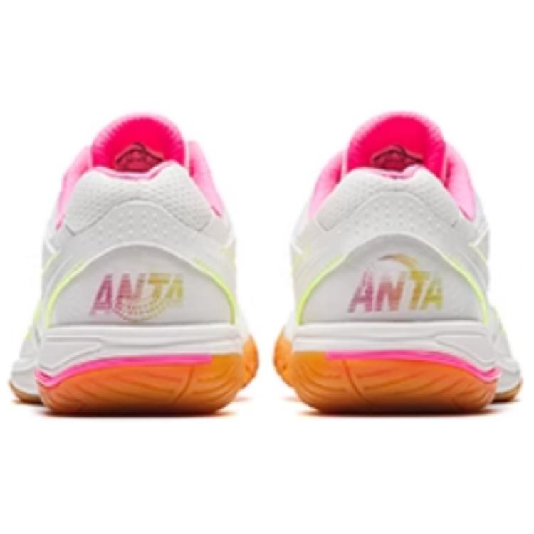 Anta Wing Table Tennis Badminton Shock Absorption Support Wear Resistant Non Slip Low Top Training Shoes Men sneaker White Pink 412510961-5
