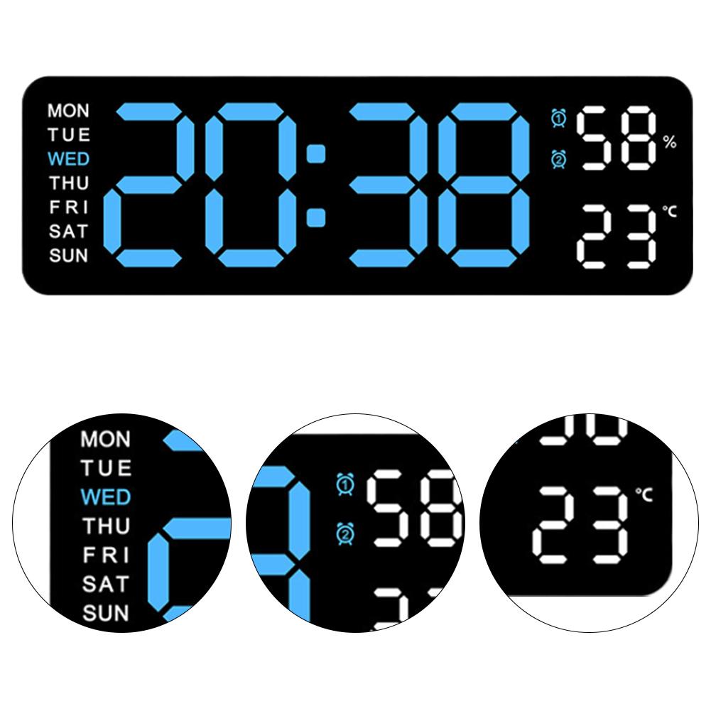Electronic Wall Clock Digital Alarm Clock Large Number Display Bedside Alarm Clock USB Charging Dual Alarm Clock for Home Office