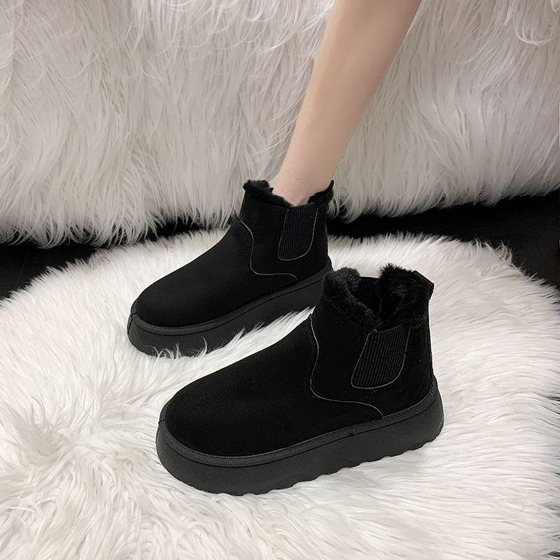 Plush Platform Ladies Shoes Large Size Warm Round Toe Women's Snow Boots Y2k Trend 2025 Fashion Chic and Elegant Booties Sale