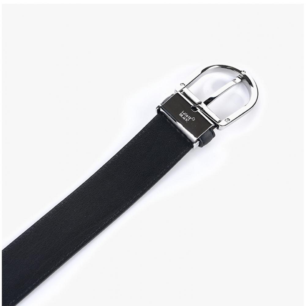 Montblanc 123888 Horseshoe Black Blue Shiny Reversible Belt