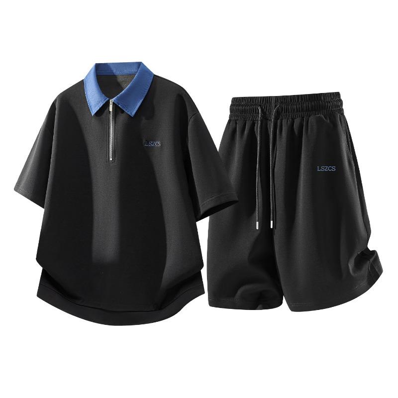 Polo Shirt Short-sleeved Suit Men's Breathable Shorts Suit Loose 2-piece Suit