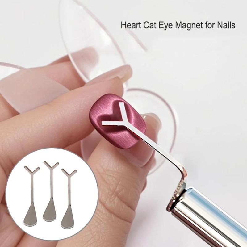 Set de 2 Imanes para Uñas Gato Ojo de Gato Forma de Corazón, Varilla Magnética Cilíndrica para Crear Ojo de Gato Francés Forma de Corazón en Uñas Herramientas de Manicura