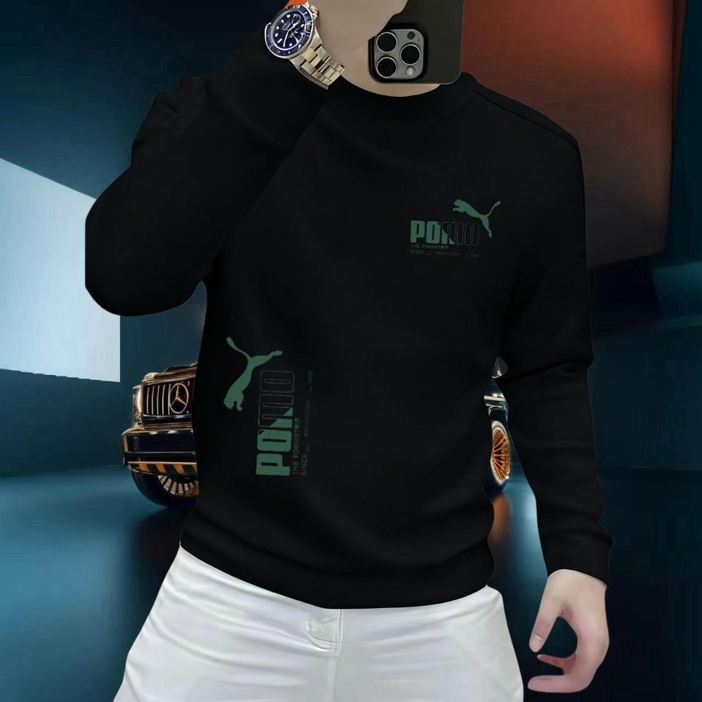 Men's European Light Luxury Printed Hoodie: Autumn/Winter Slim Fit Plus Velvet Top
