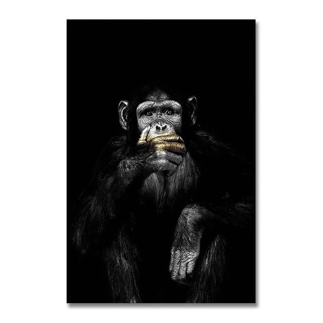 Animal Poster Large Size Posters Canvas Painting Wall Art Dark 3 Funny Monkey Posters and Prints for Living Room Home Decoration