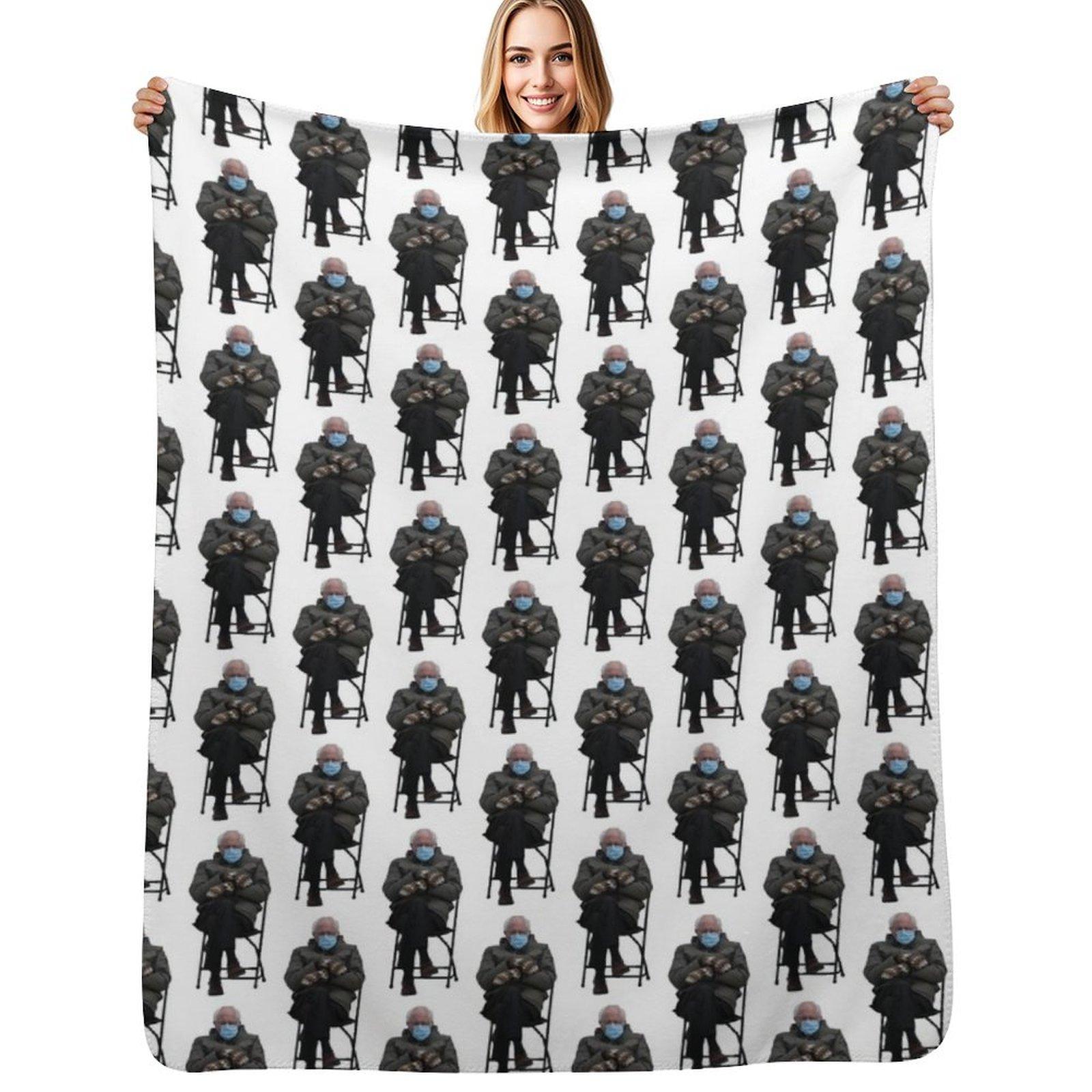 bernie sanders sitting in a folding chair Throw Blanket Compact Warm Blanket for Car Road Trip Size: 75*100cm, Weight: 230 GSM