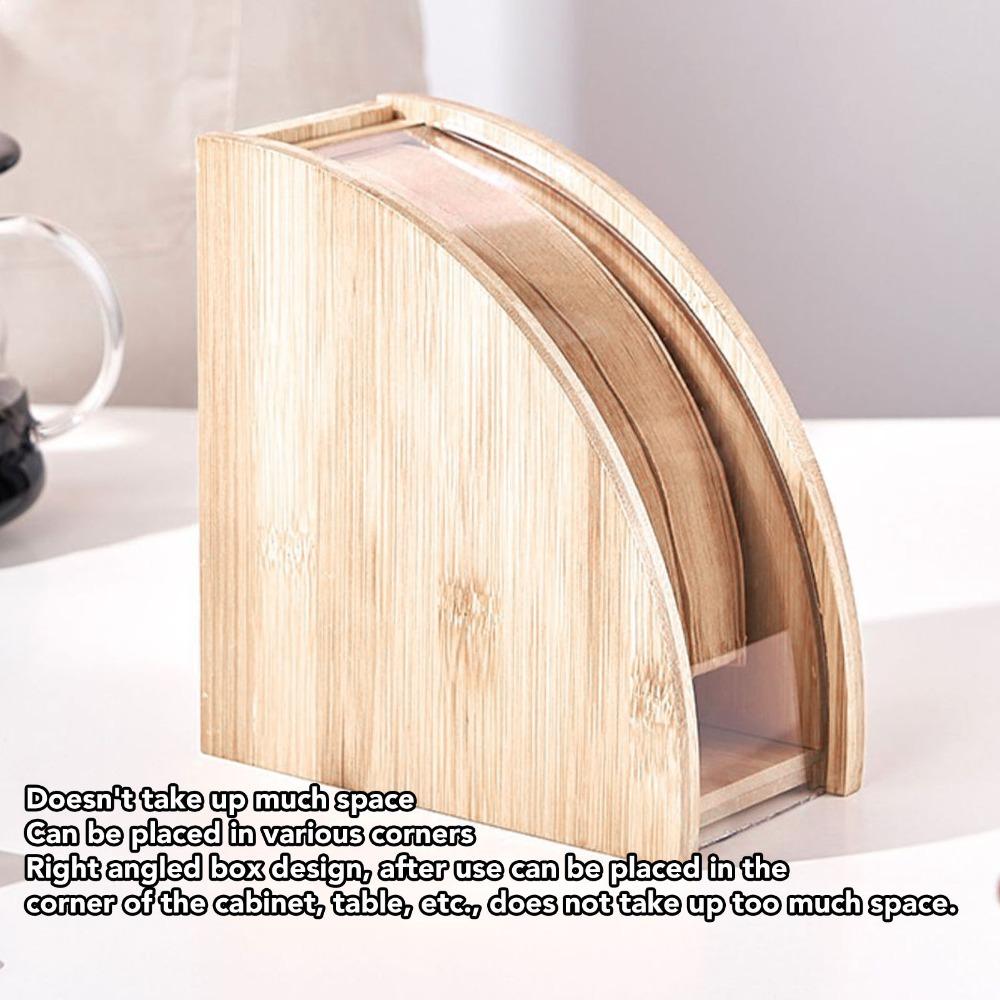 Solid Wood Coffee Filter Storage Rack Fan Shaped Coffee Filter Organizer  Household Countertop