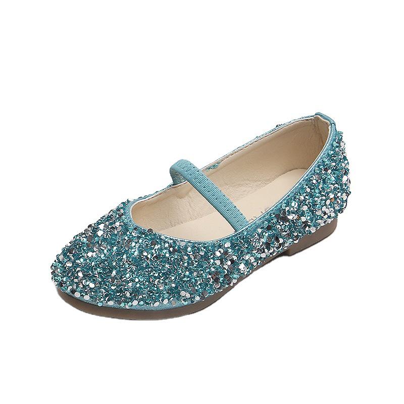 2025 Spring Girls' Sequined Leather Princess Shoes: Candy Colors, Korean Style, Soft Sole, Breathable.