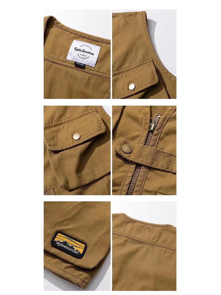 Men's Trendy Hong Kong Style Multi-Pocket Photographer Vest with Customizable Logo