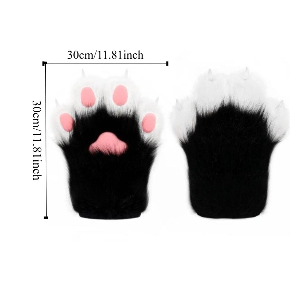 Kawaii Cartoon Cosplay Costume Gloves Furry Fursuit Kigurumi Plush Cat Paw Gloves Squeaky Kig Warm Cosplay Props Gifts
