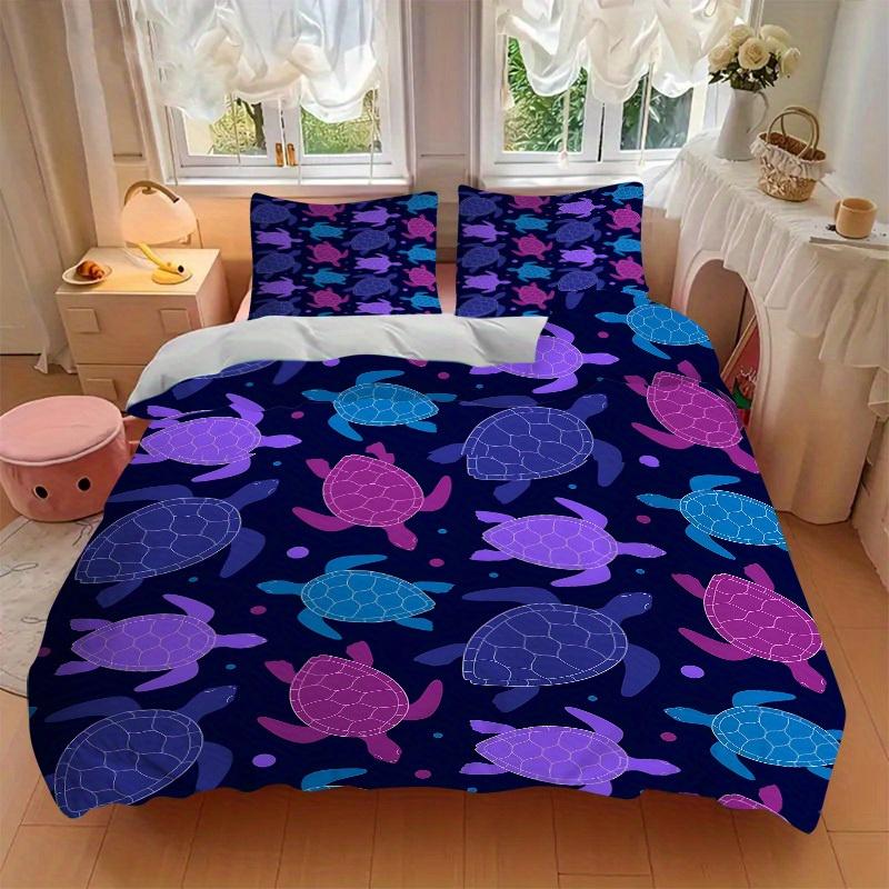 3pcs Turtle Pattern Bedding Set, Breathable and Soft, Suitable for All Seasons, Ideal for Home Use, Suitable for Bedroom Decor 21129