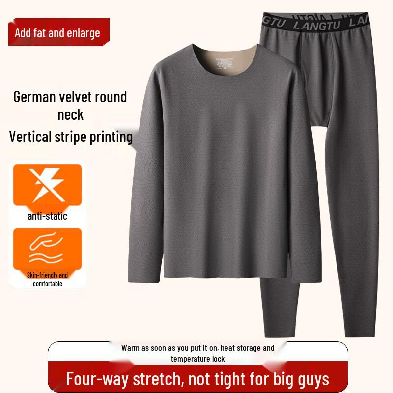 

Men s Plus Size Thermal Round Neck Base Layer Set 7XL