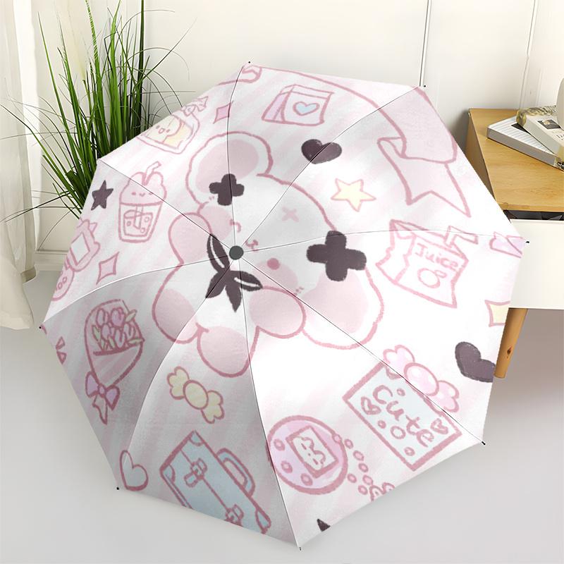 

1pc Kawaii Cute Bear with Stars and Hearts Automatic Opening/Closing Umbrella - Perfect for Fans, Travelers, Everyday Use, and Festive Gifts!T096
