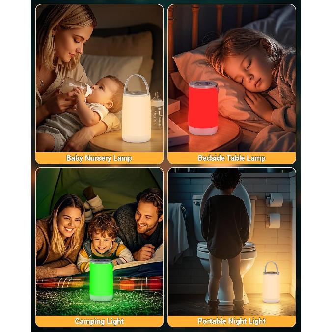 Night Light for Kids, Portable USB Night Lamp with 2200 mAh Battery, Bright Color Changing Light for Nightstand, Small Touch Bedroom Table Lamp for