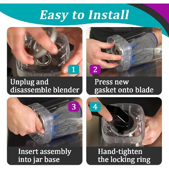 2 Pcs BLS Blender Blade Replacement Part for Black and Decker Blender Models BLR BL2010WP - Stainless Steel Blender Blade with Silicone Gasket -