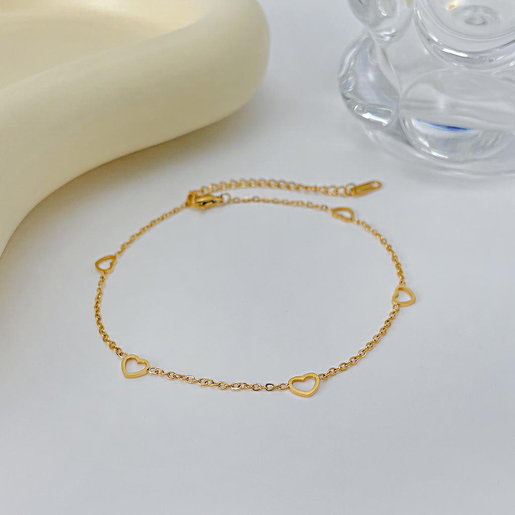Simple Fashion Love Titanium Steel Foot Decoration Commuting Temperament Versatile Heart-Shaped Stainless Steel Anklet Women