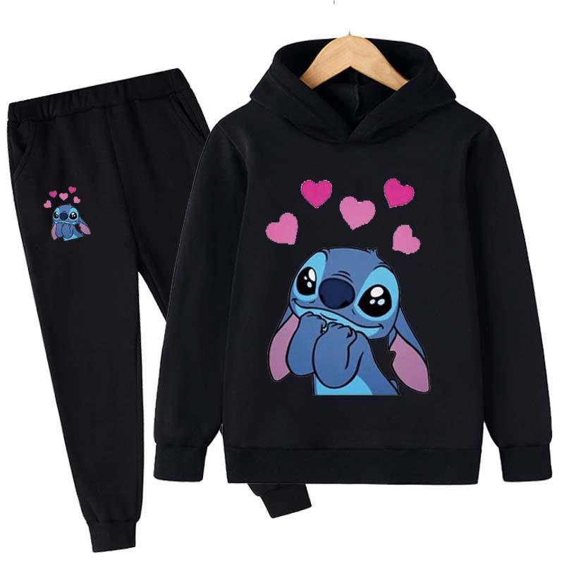 2025 MINISO Stitch Hoodies+Pants Sets Children 1-16 Years Suit Boys Tracksuits Kids Brand Sport Suits Little Monster Hoodies Tops +Pants 2pcs Set