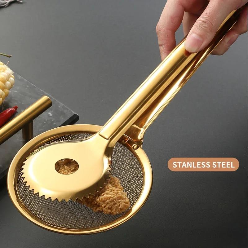 

Kitchen Tools Stainless Steel Food Clip Fried Food Clip Creative Gold Drainage Filter Leaking Clip
