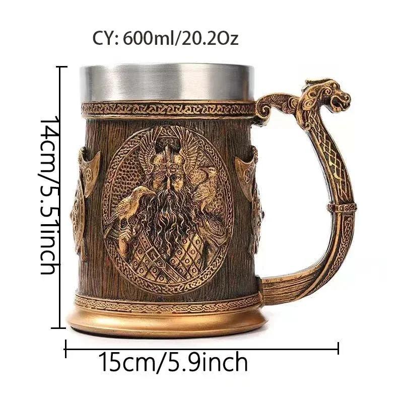 Vintage stainless steel Viking 3D medieval warrior mug, personalized beer and coffee cup, bar decoration and daily gatherings