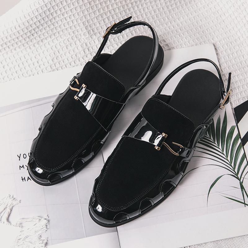 Large size bag head sandals summer breathable hollow beach shoes men's casual buckle dress leather shoes 1220-1