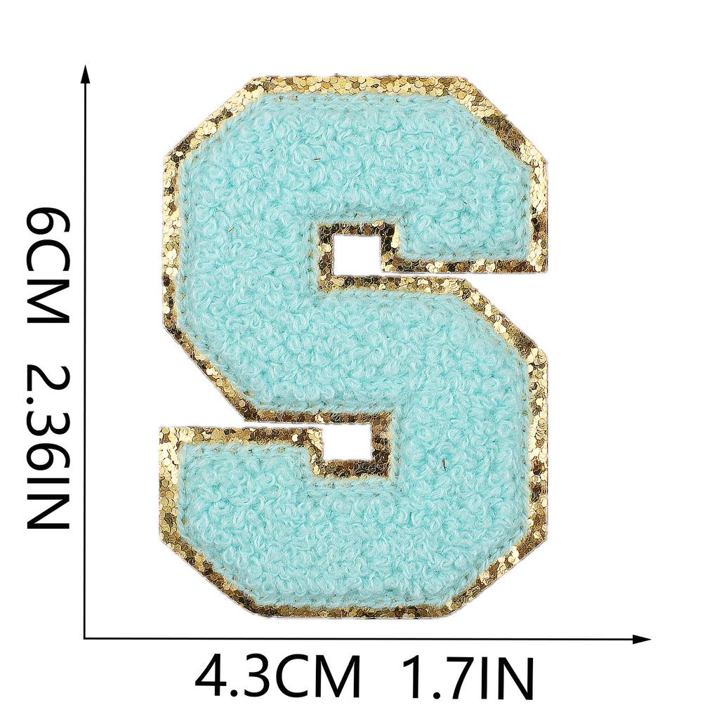 6Cm Towel Embroidery Lake Blue English Letter Embroidery Cloth Sticker Bag Decoration Patch Sticker Ironing Number Sticker