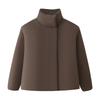 Womens Winter Warm Cotton Puffer Coat Stand Collar Button Front Solid Color Casual Chic Outwear
