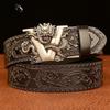 Carved Alloy Buckle Automatic Buckle Trouser Belt Genuine Leather Men's Belt Casual All-match Belt