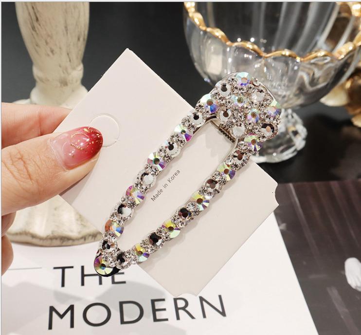 Luxury Full Crystal Pearl Hair Clips Pins Fashion Geometric Waterdrop Rectangle Duckbill Clip For Women Girls Hair Accessories