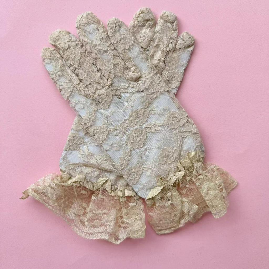 Elegant Lace Black Short Gloves - Summer Bridal, Driving, Cycling, Sun Protection