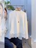 Elegant French Style Patchwork Lace Trim Thermal Top - Round Neck, Long Sleeve (2025 Autumn/Winter Collection)