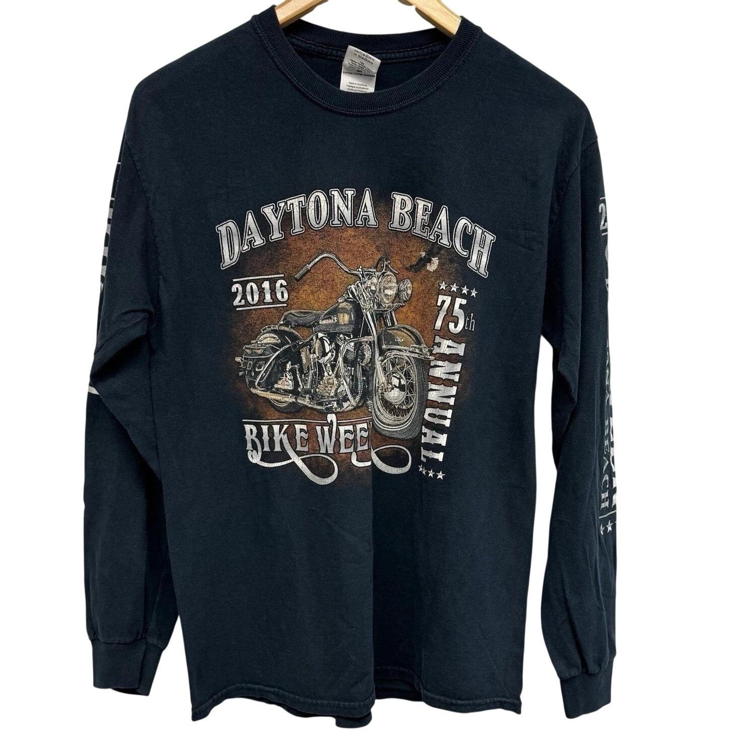 

Daytona Beach 75th Annual Bike Week S.H. LS Graphic T-Shirt Biker Size Medium 3XL