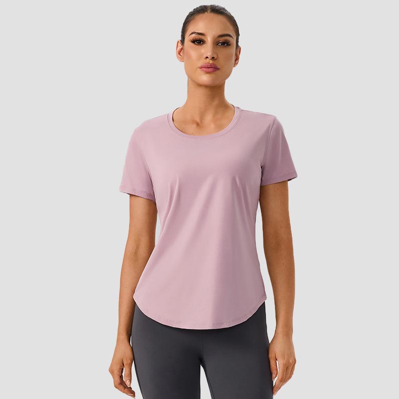 Dámské lehké krátkorukávé jógové triko - Prodyšné, rychleschnoucí, univerzální, přiléhavé sportovní oblečení pro trénink a fitness