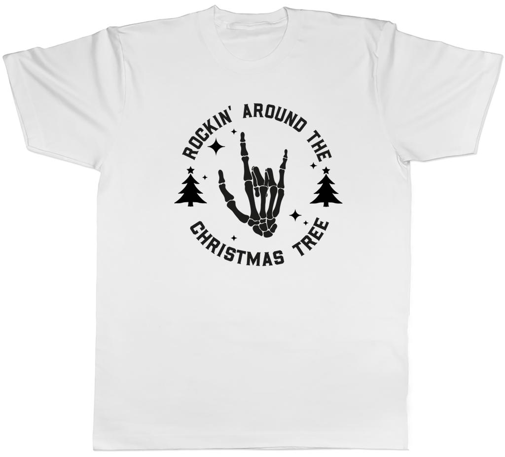 Rocking Christmas Tree Unisexs TShirt Skeleton Hand Rock Goth Music Tee Gift