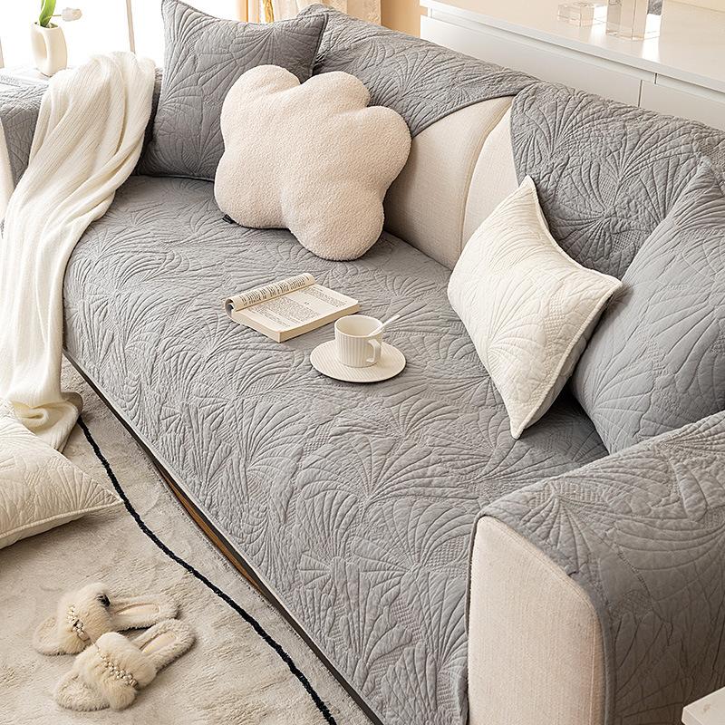 All-Cotton Sofa Cushion Four Seasons Universal Non-Slip Mat Nordic Simple Modern Leather Sofa Cover Solid Color Seat Cushion Cover Cloth