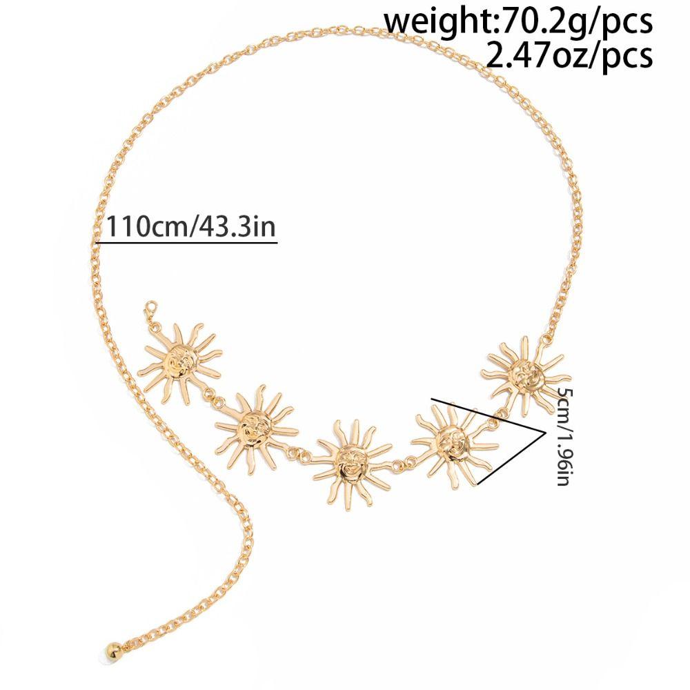 Vintage Metal Sunflower Waist Chain Flower Ethnic Style Belt  Beach Accessories